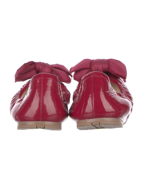 Prada Sport Patent Leather Bow Accents Ballet Flats