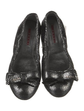 Prada Sport Leather Bow Accents Ballet Flats