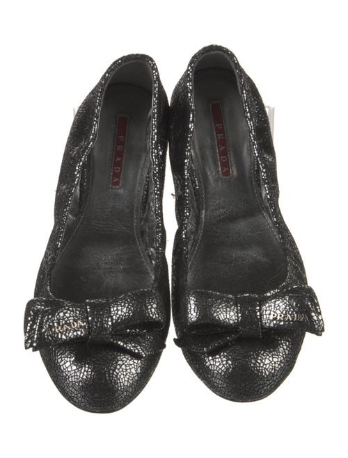 Prada Sport Leather Bow Accents Ballet Flats