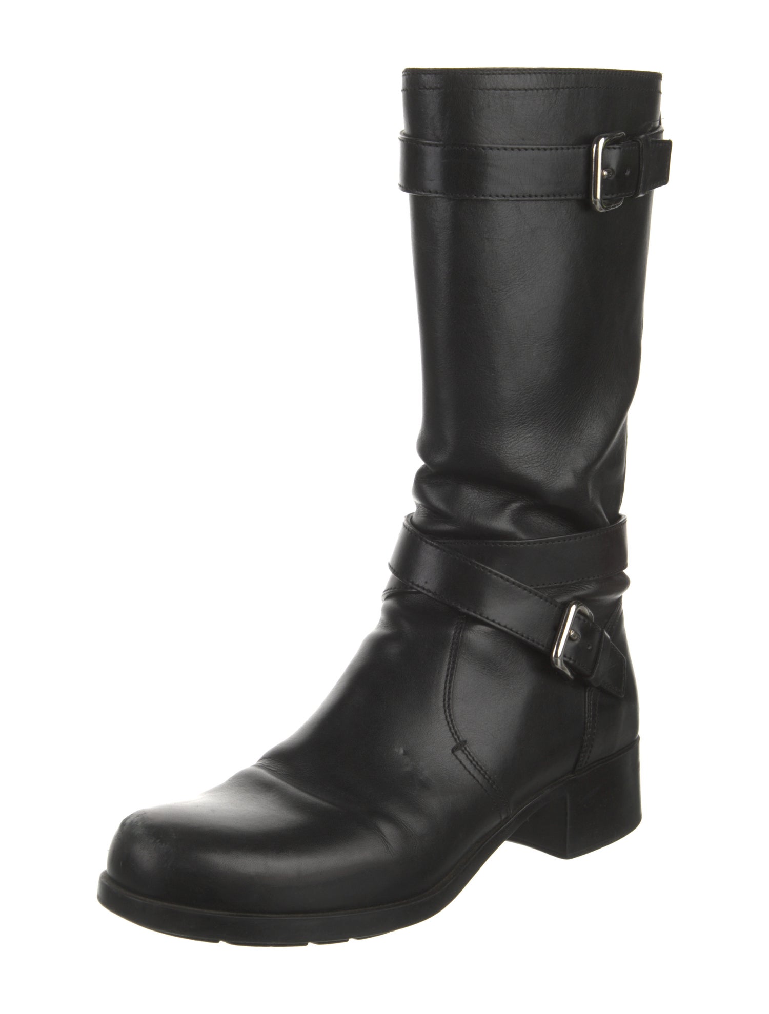 Prada Sport Leather Moto Boots