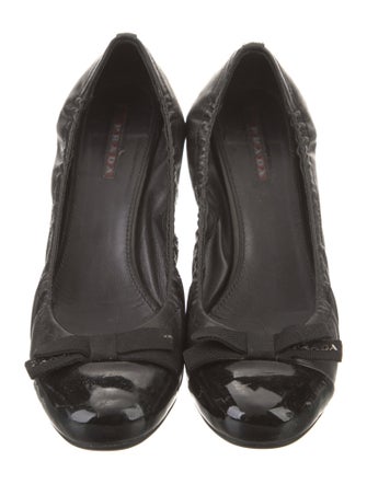 Prada Sport Leather Bow Accents Pumps