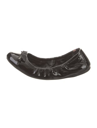 Prada Sport Patent Leather Bow Accents Ballet Flats