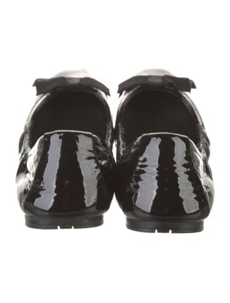 Prada Sport Patent Leather Bow Accents Ballet Flats