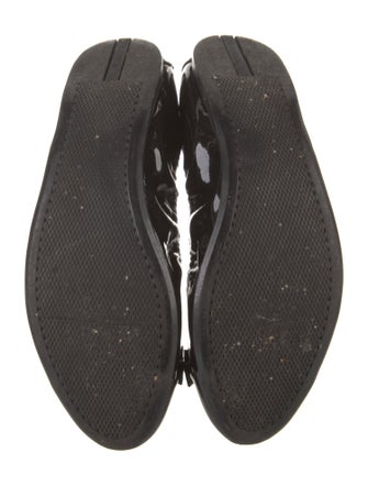 Prada Sport Patent Leather Bow Accents Ballet Flats