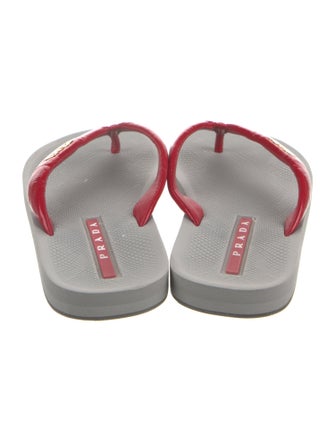 Prada Sport Patent Leather Printed Flip Flops