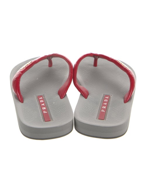 Prada Sport Patent Leather Printed Flip Flops