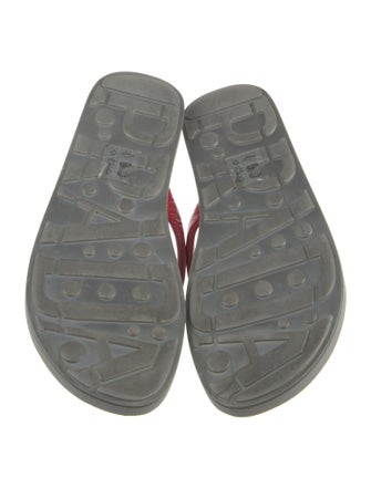 Prada Sport Patent Leather Printed Flip Flops