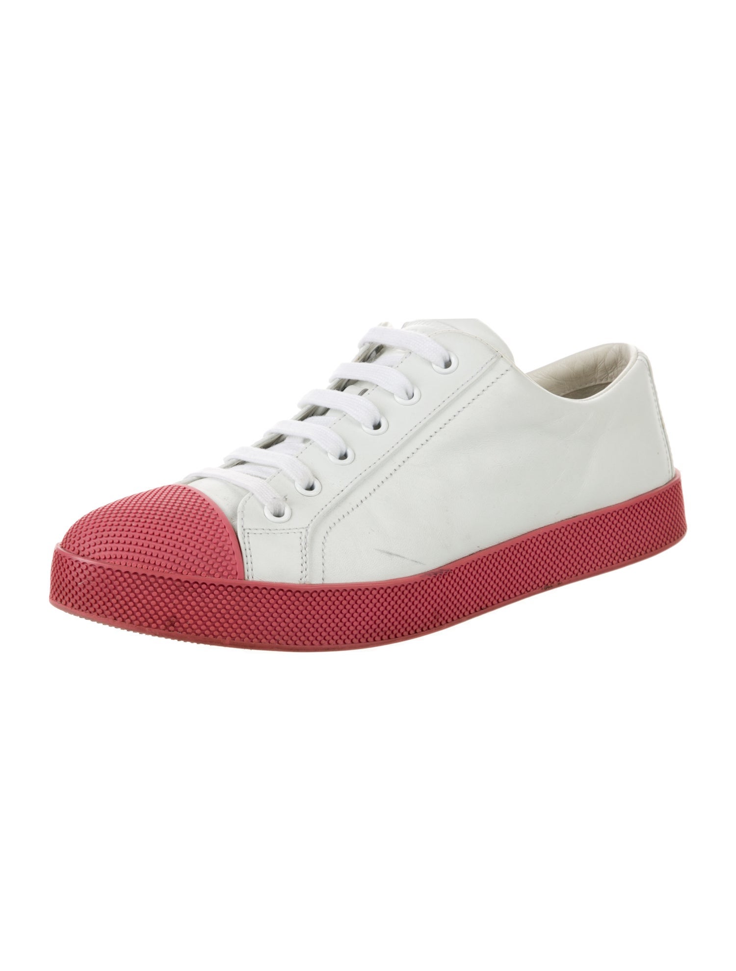 Prada Sport Leather Colorblock Pattern Sneakers