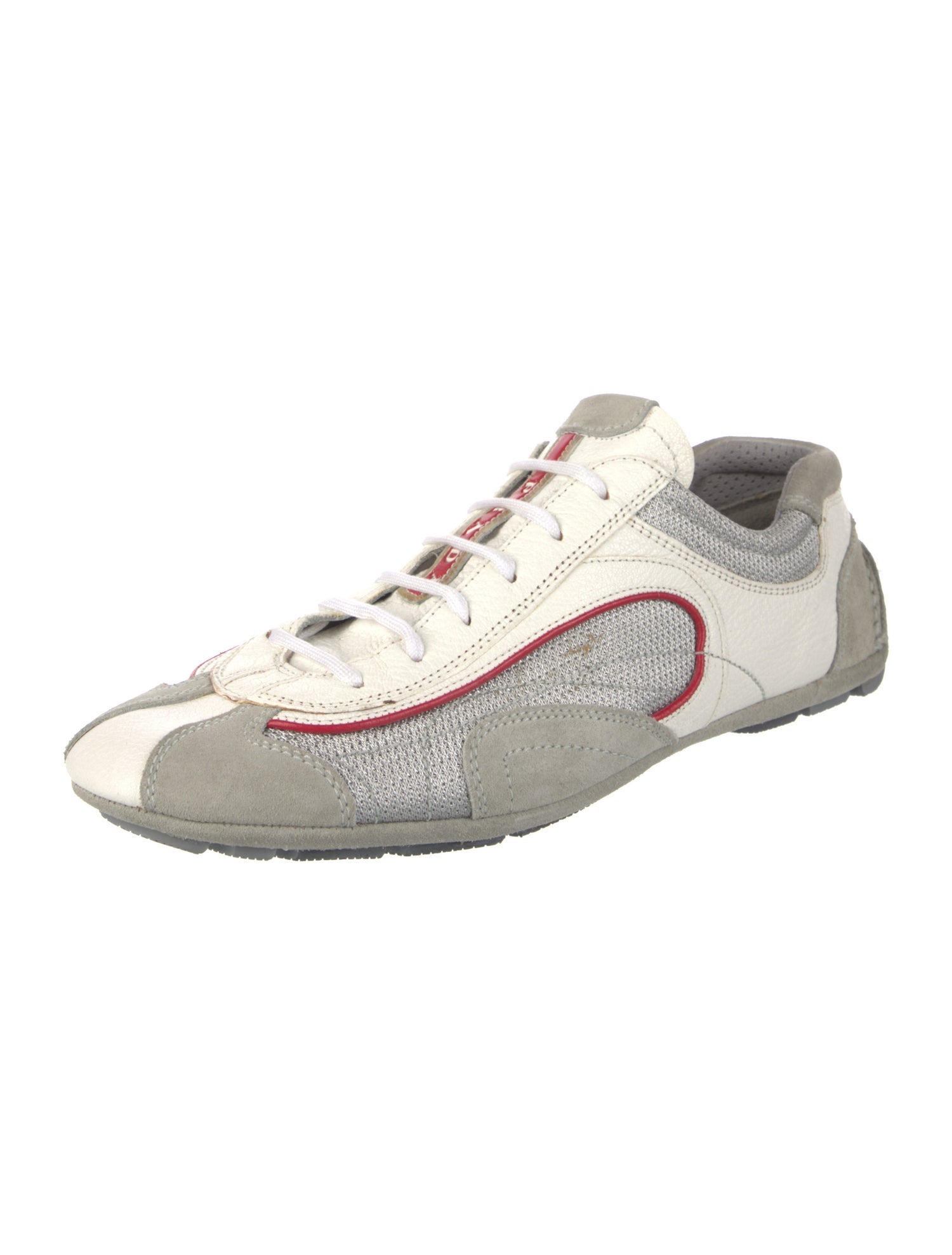 Prada Sport Leather Colorblock Pattern Sneakers