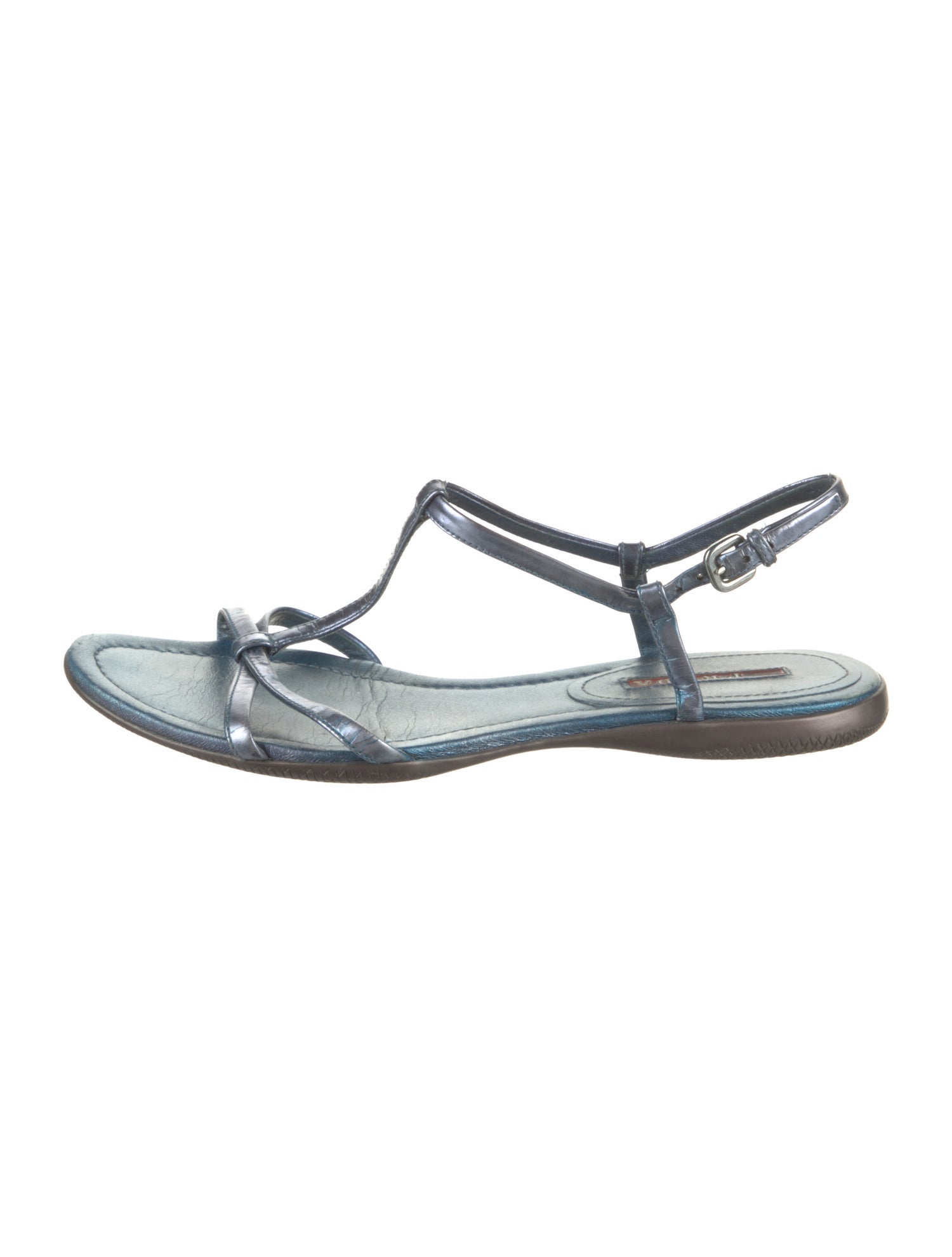 Prada Sport Leather T-Strap Sandals