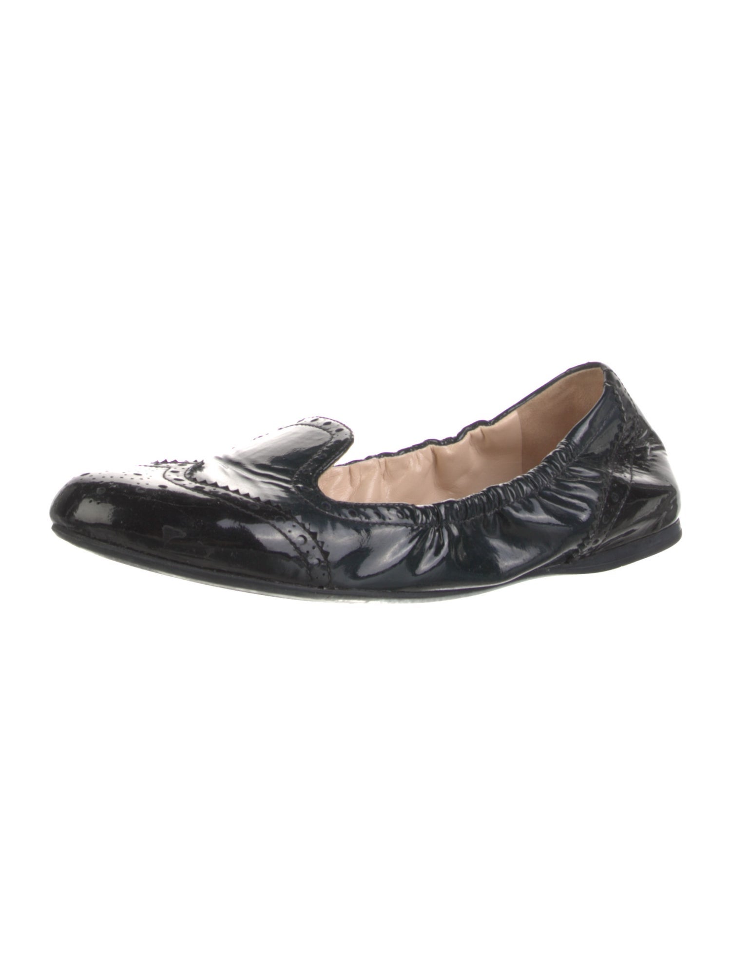 Prada Sport Patent Leather Lasercut Accents Ballet Flats