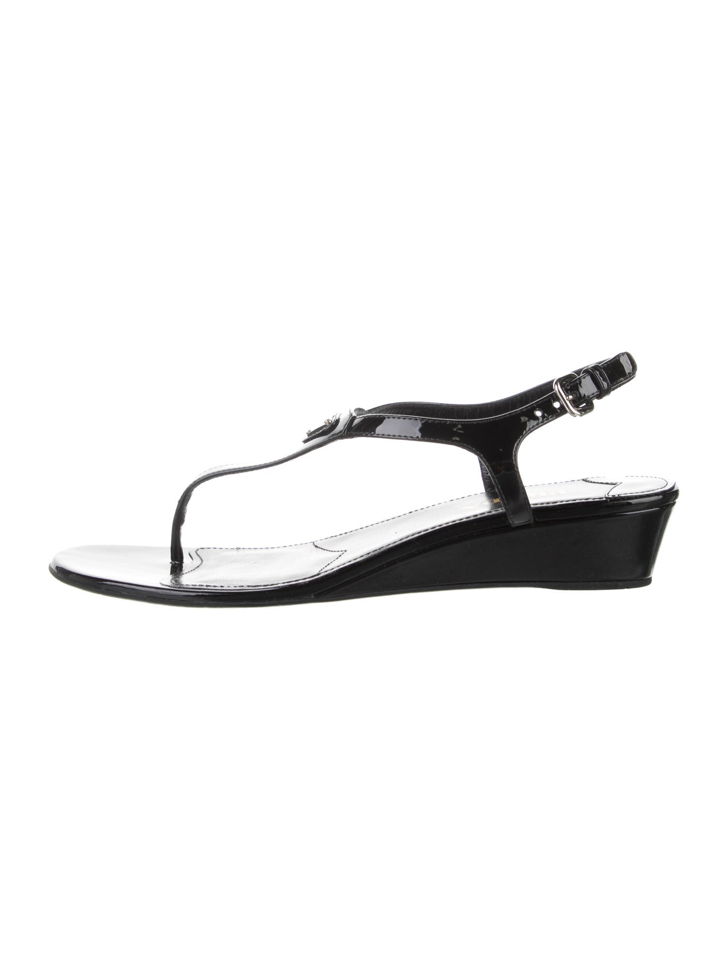 Prada Patent Leather T-Strap Sandals