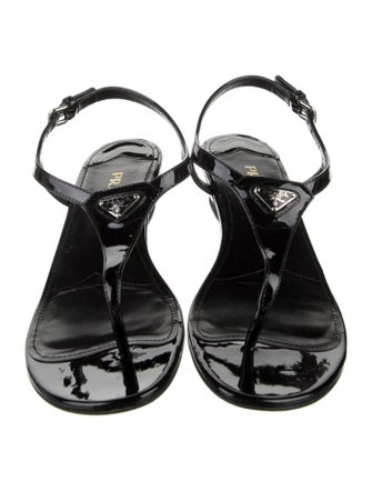 Prada Patent Leather T-Strap Sandals