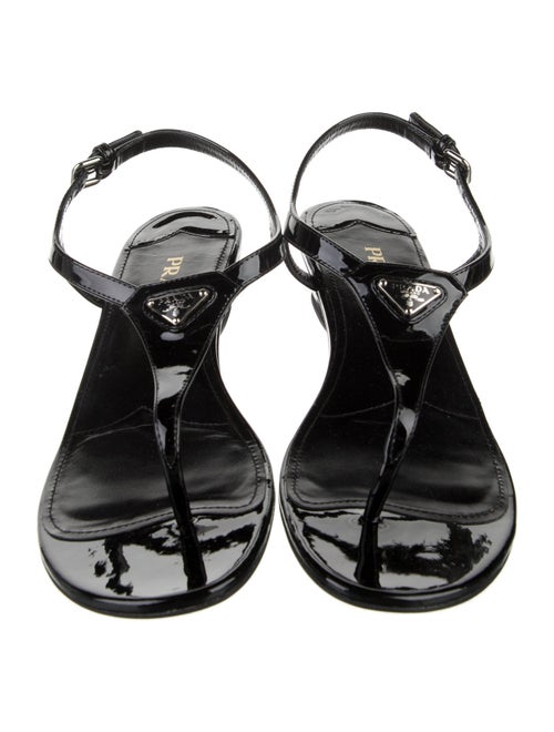 Prada Patent Leather T-Strap Sandals