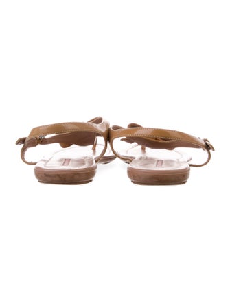 Prada Sport Patent Leather Bow Accents T-Strap Sandals