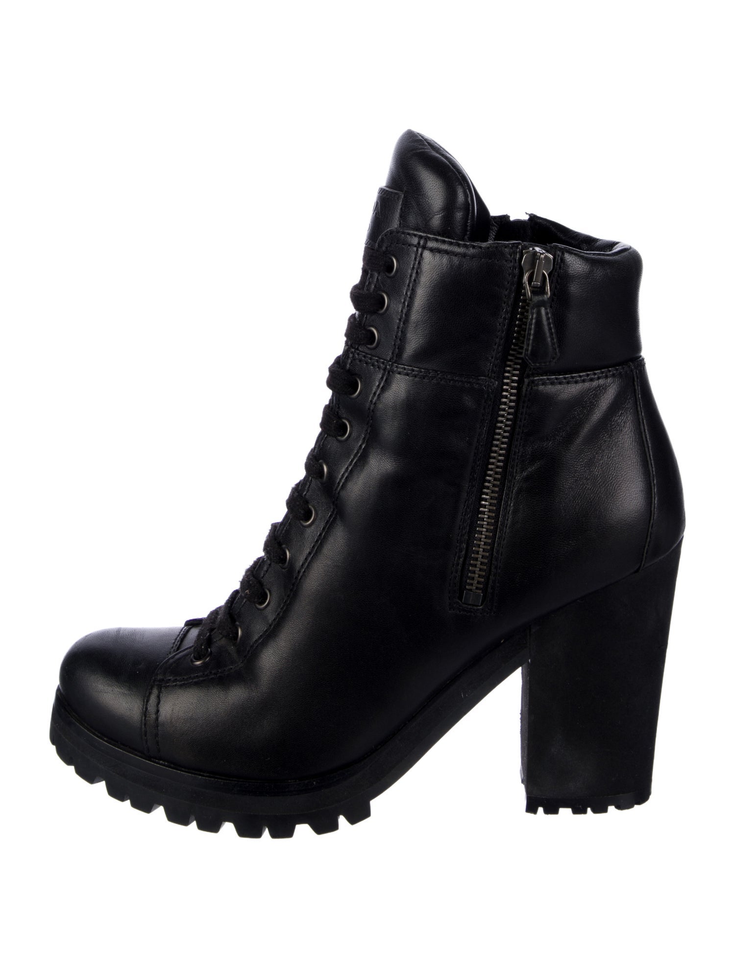 Prada Sport Leather Lace-Up Boots