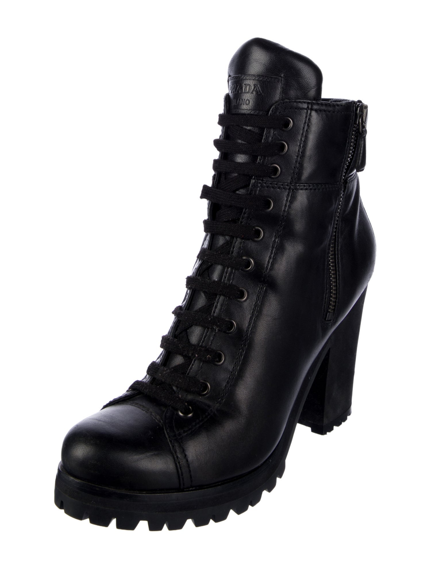 Prada Sport Leather Lace-Up Boots