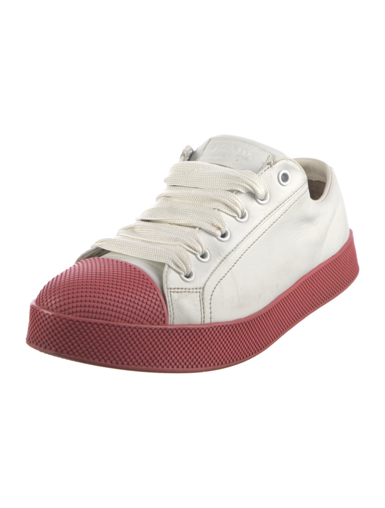 Prada Sport Leather Colorblock Pattern Sneakers
