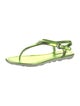 Prada Sport Enameled Metal Triangle Patent Leather T-Strap Sandals