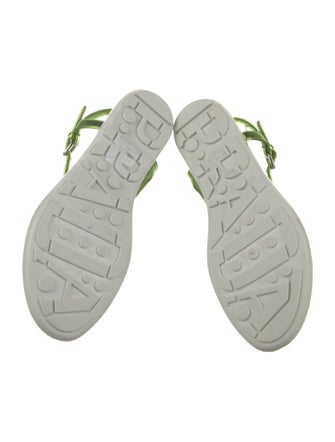 Prada Sport Enameled Metal Triangle Patent Leather T-Strap Sandals