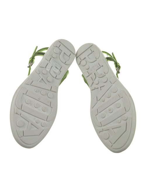 Prada Sport Enameled Metal Triangle Patent Leather T-Strap Sandals