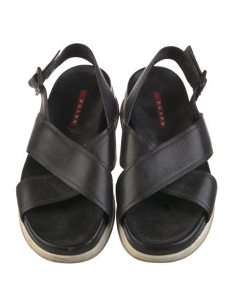 Prada Sport Leather Slingback Sandals