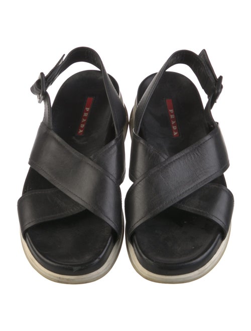 Prada Sport Leather Slingback Sandals