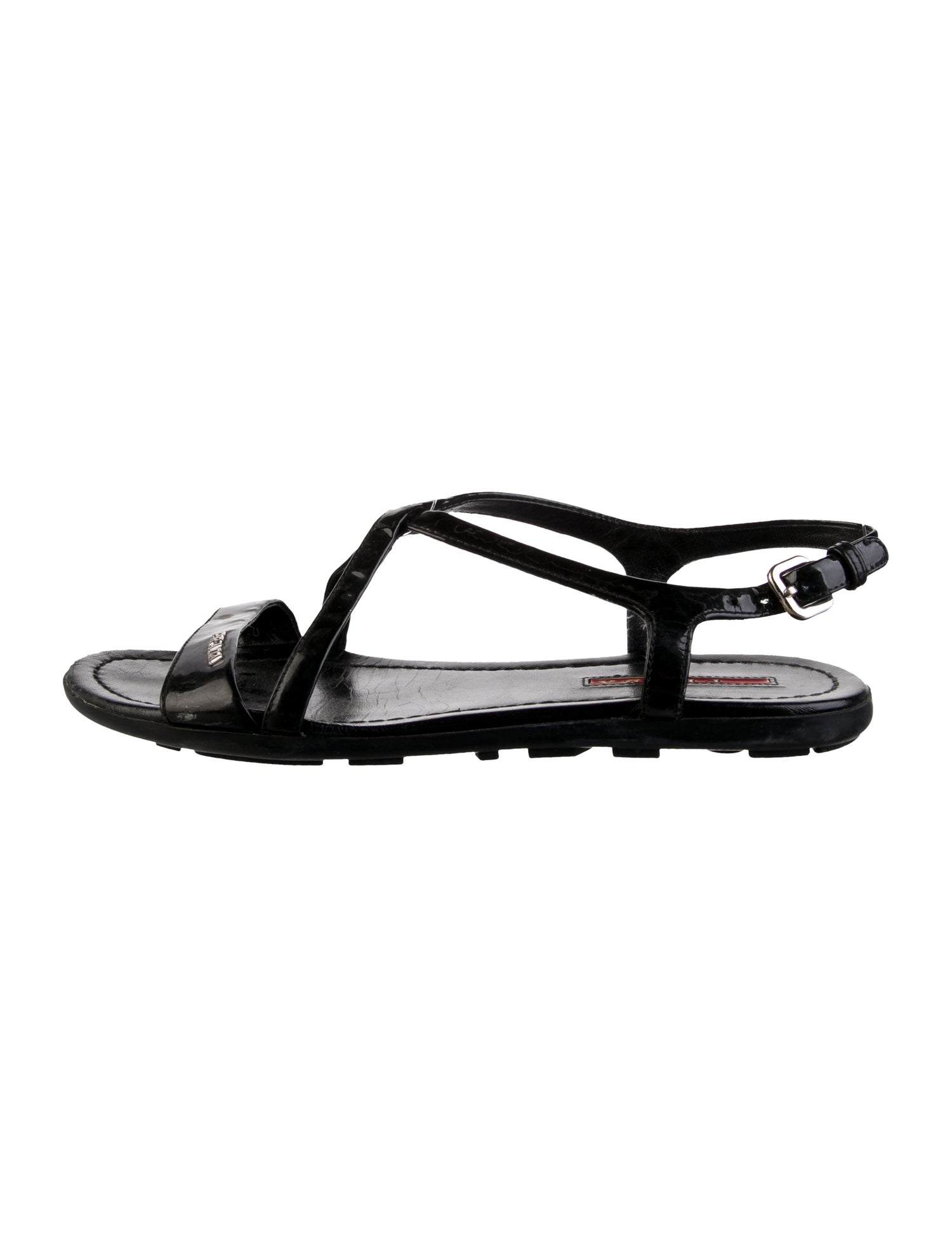 Prada Sport Patent Leather T-Strap Sandals
