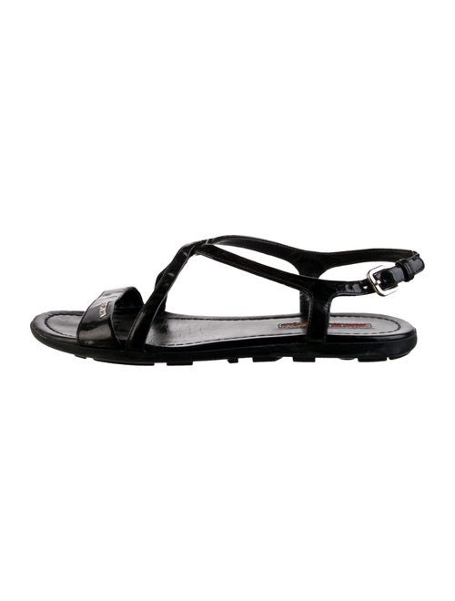 Prada Sport Patent Leather T-Strap Sandals