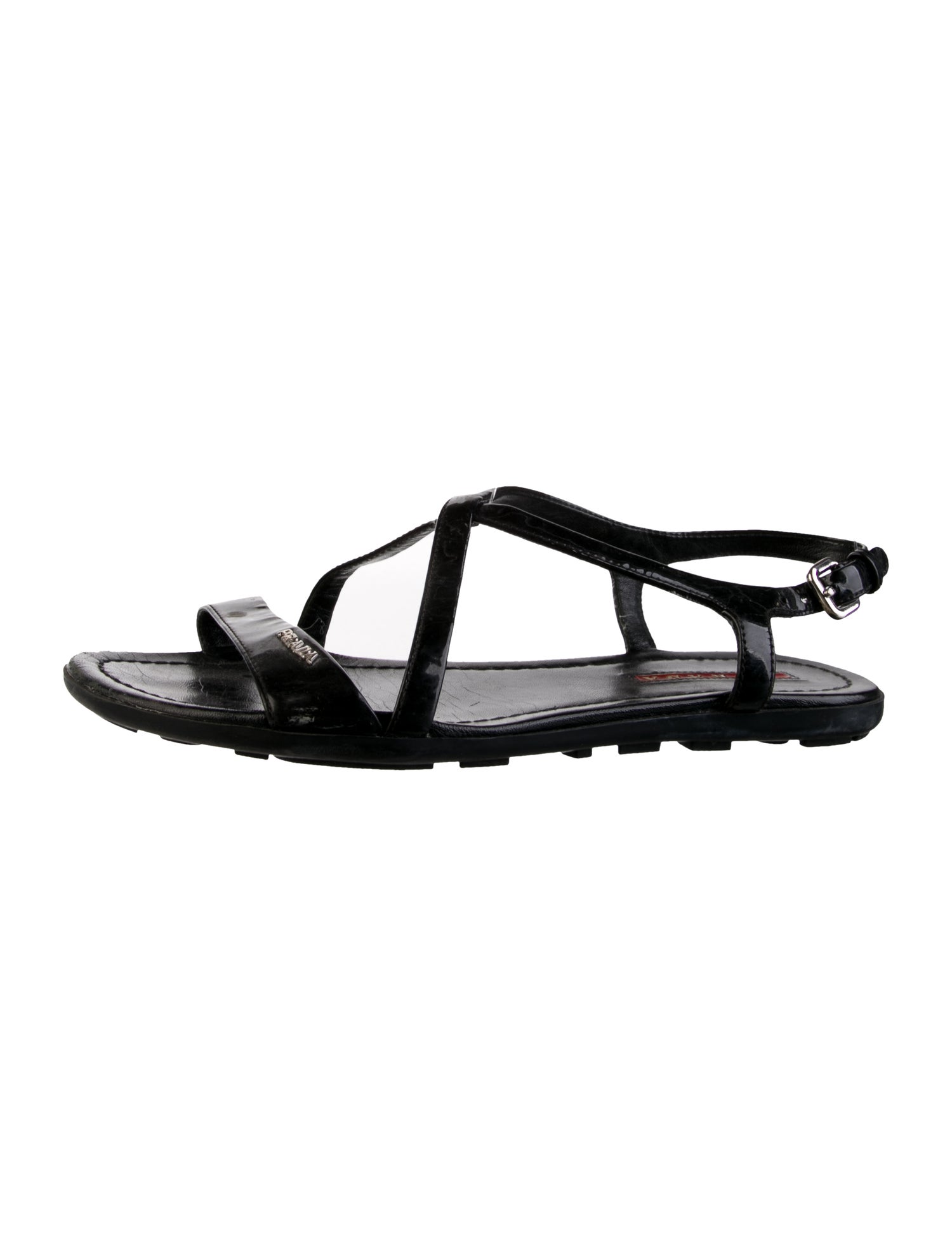 Prada Sport Patent Leather T-Strap Sandals