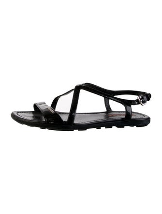 Prada Sport Patent Leather T-Strap Sandals
