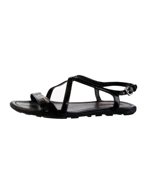 Prada Sport Patent Leather T-Strap Sandals