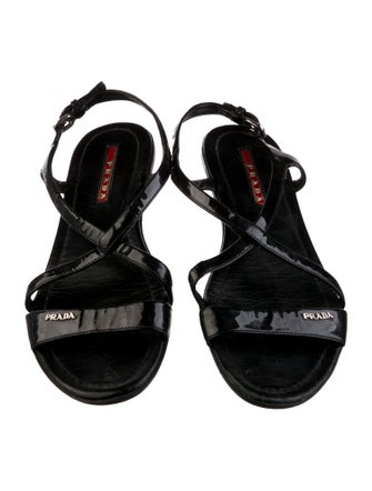 Prada Sport Patent Leather T-Strap Sandals