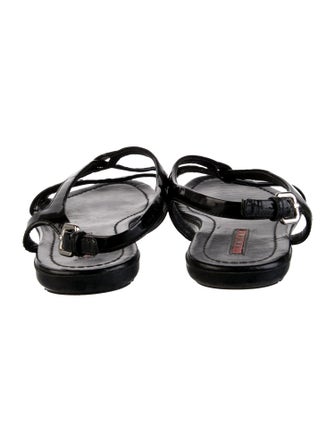 Prada Sport Patent Leather T-Strap Sandals