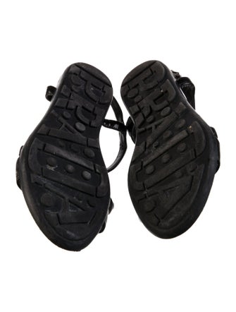 Prada Sport Patent Leather T-Strap Sandals