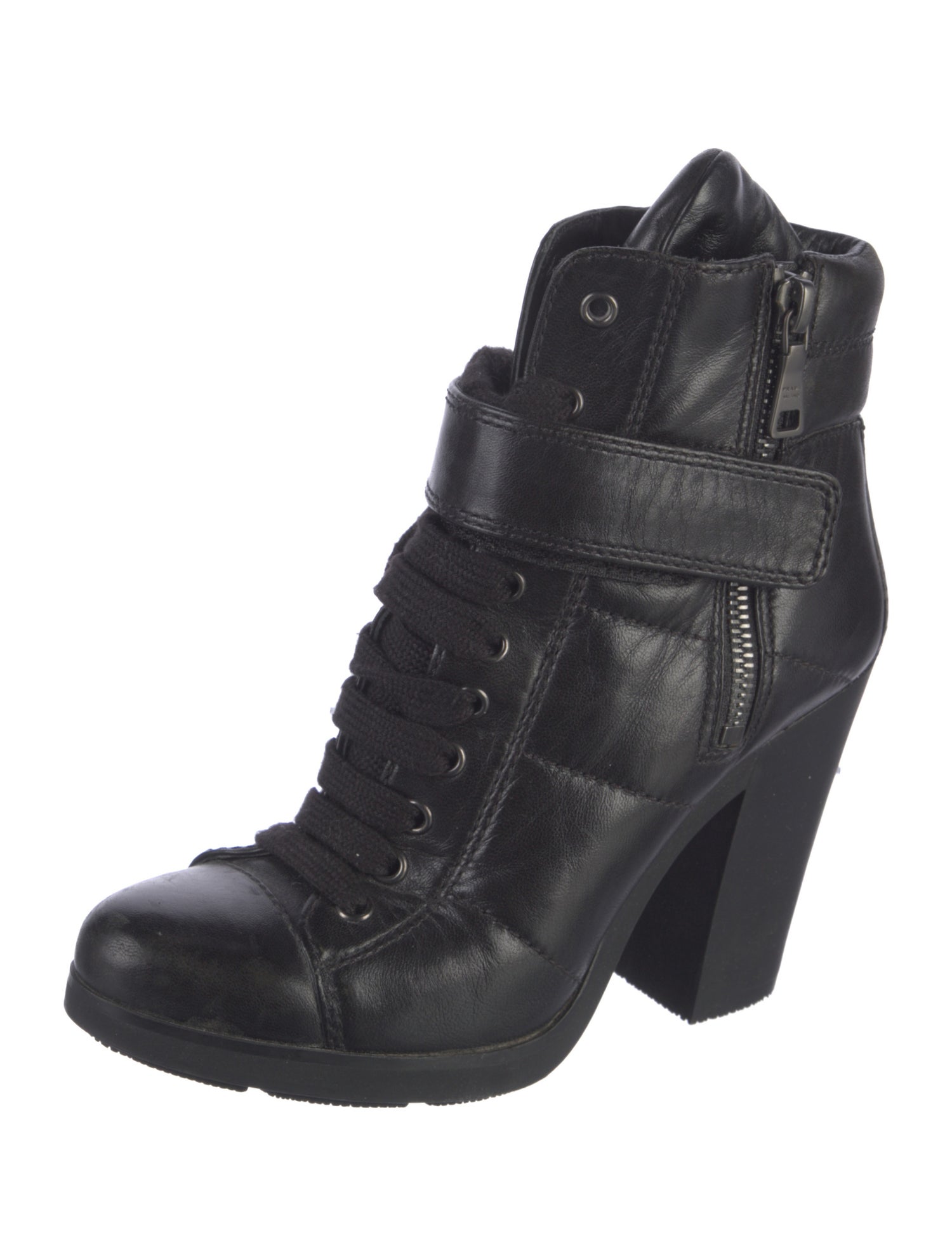 Prada Sport Leather Lace-Up Boots