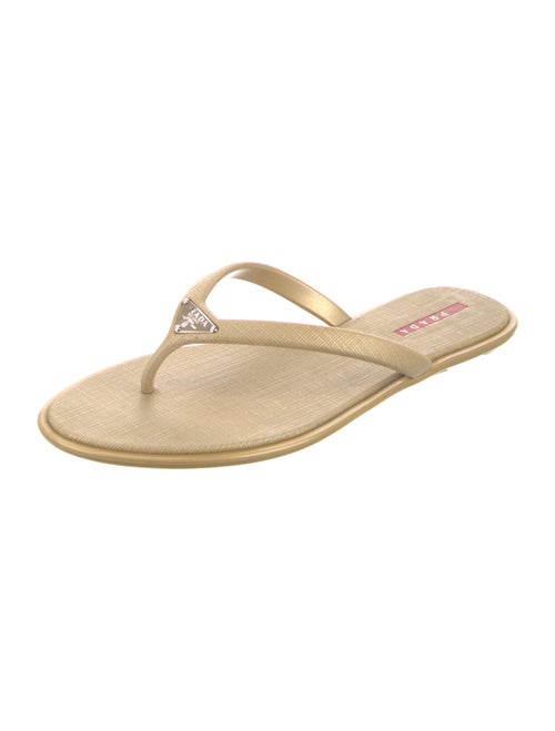 Prada Sport Enameled Metal Triangle Rubber Flip Flops