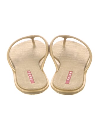 Prada Sport Enameled Metal Triangle Rubber Flip Flops
