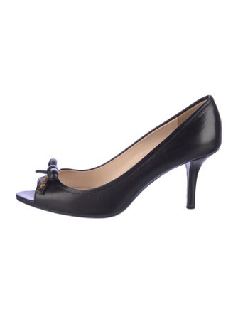 Prada Sport Leather Bow Accents Pumps