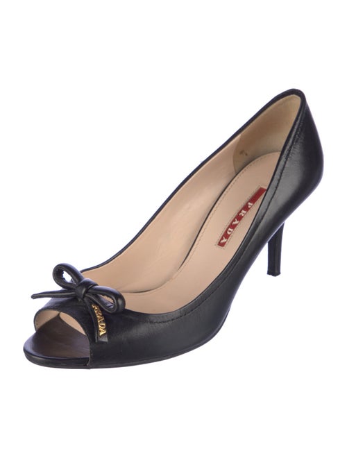 Prada Sport Leather Bow Accents Pumps