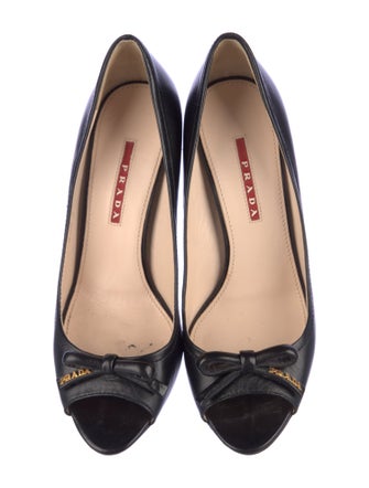Prada Sport Leather Bow Accents Pumps