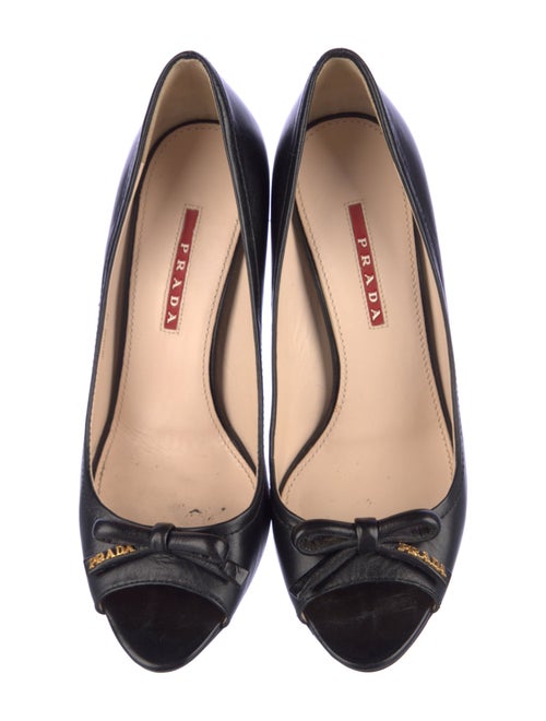 Prada Sport Leather Bow Accents Pumps