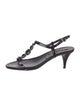 Prada Sport Patent Leather Crystal Embellishments T-Strap Sandals