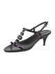 Prada Sport Patent Leather Crystal Embellishments T-Strap Sandals