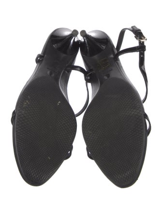 Prada Sport Patent Leather Crystal Embellishments T-Strap Sandals