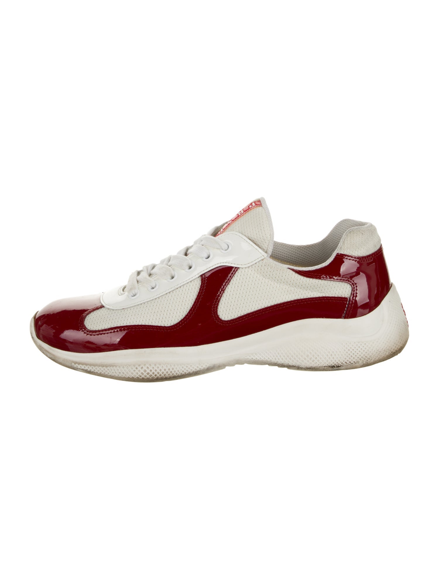 Prada Sport Patent Leather Colorblock Pattern Sneakers