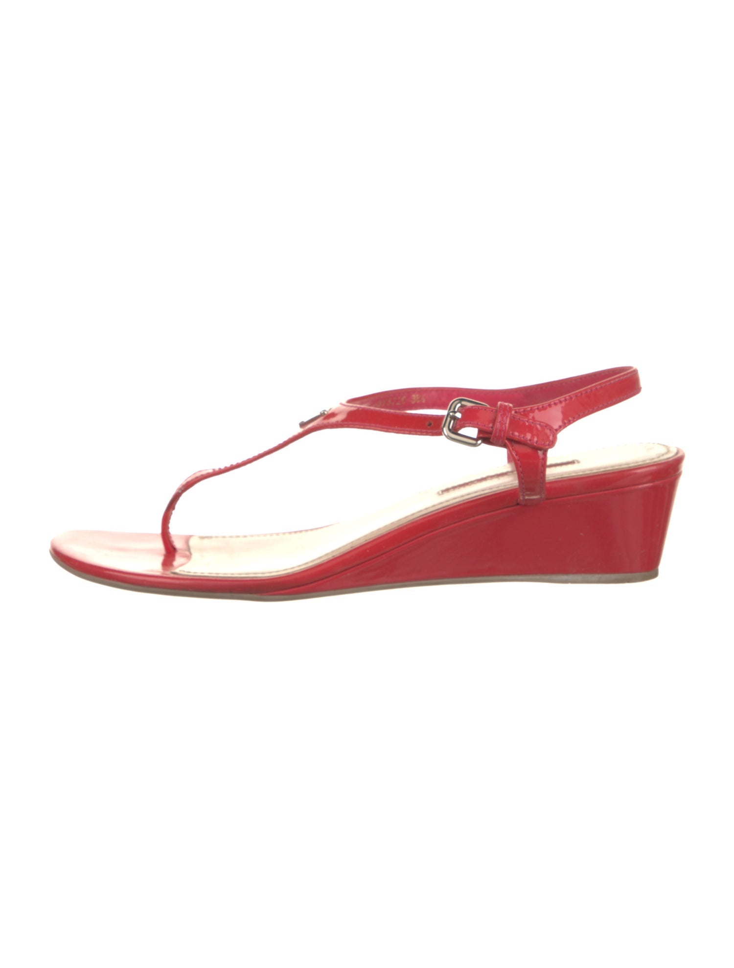Prada Sport Patent Leather T-Strap Sandals