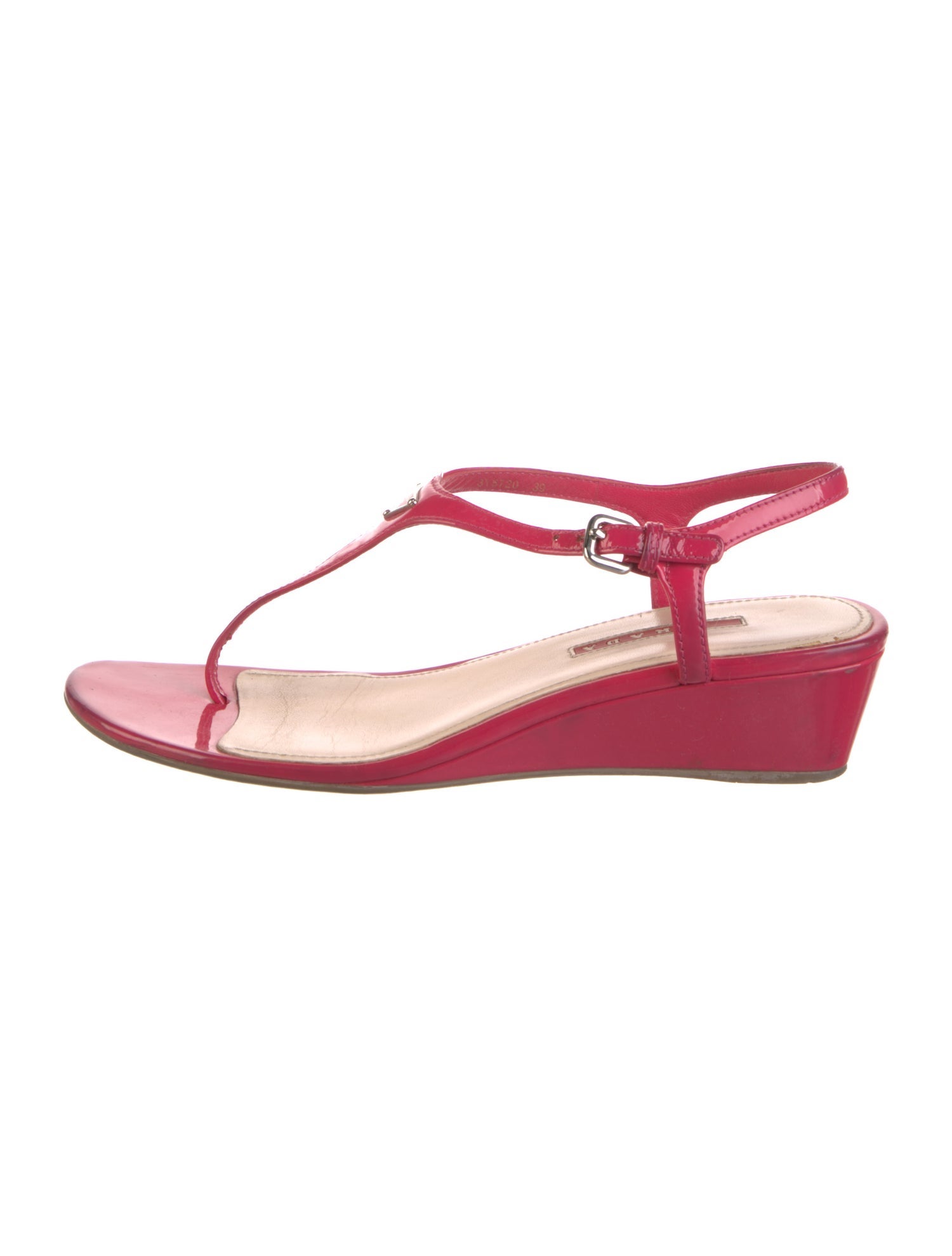 Prada Sport Late 2000's - Early 2010's Vernice T-Strap Sandals