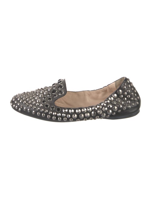 Prada Sport Leather Studded Accents Loafers