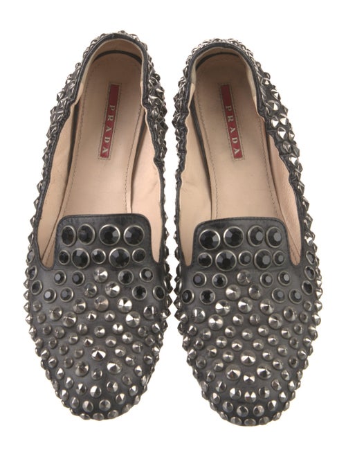 Prada Sport Leather Studded Accents Loafers